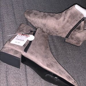 Zara Suede Grey Ankle Boots with Zipper